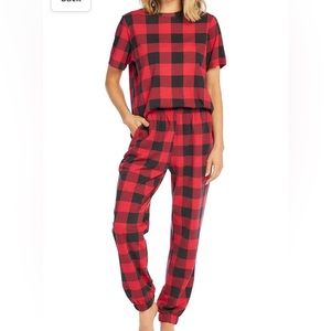 Mud Pie Potter Women’s Short Sleeve Matching Pajama PJ’s Set Buffalo Plaid XL